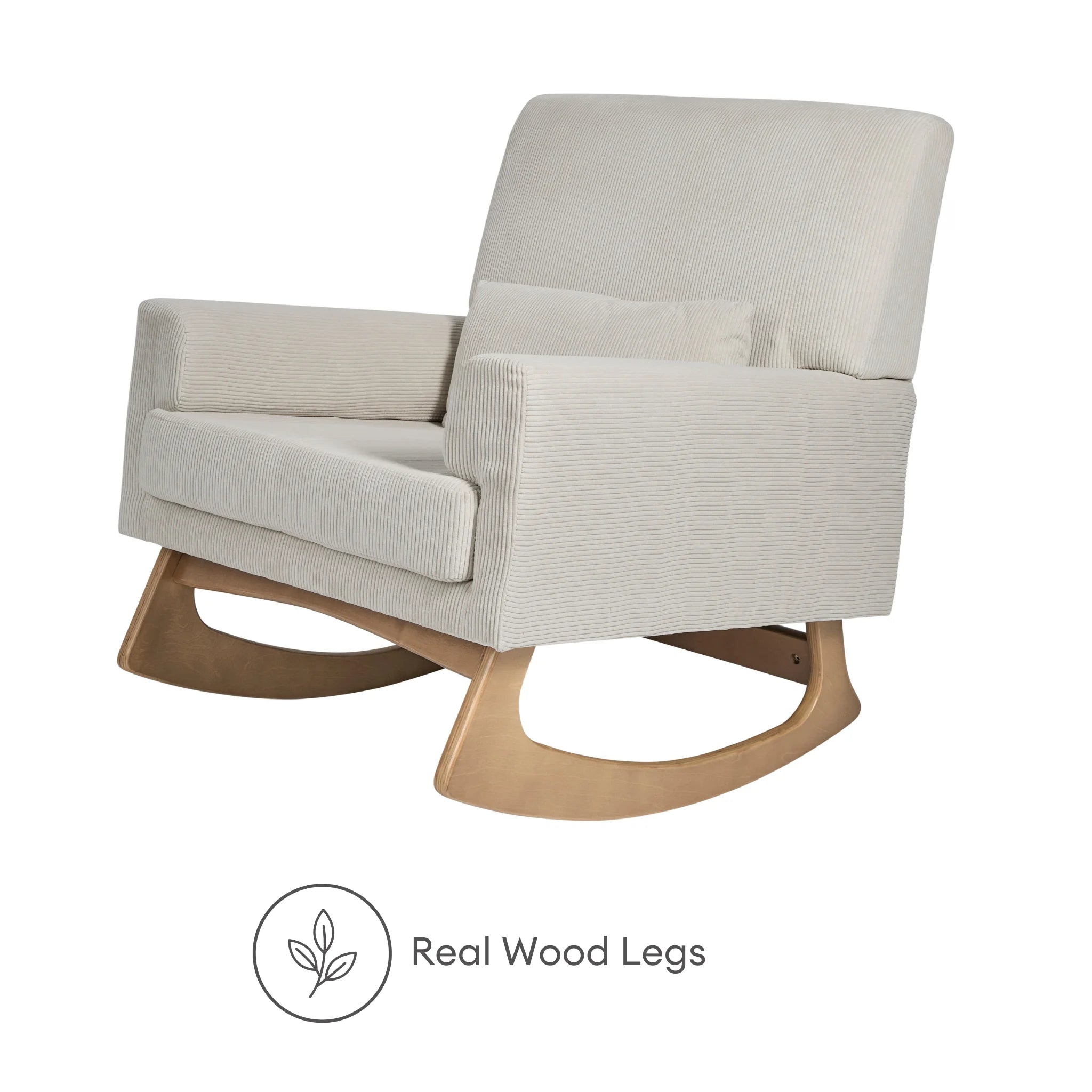 Gaia Baby Serena rocking nursing chair with real wood legs in ecru corduroy