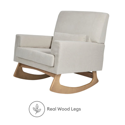 Gaia Baby Serena rocking nursing chair with real wood legs in ecru corduroy