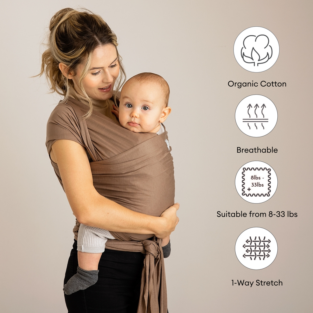 Stretchy Baby Wrap Organic Cotton Nutmeg