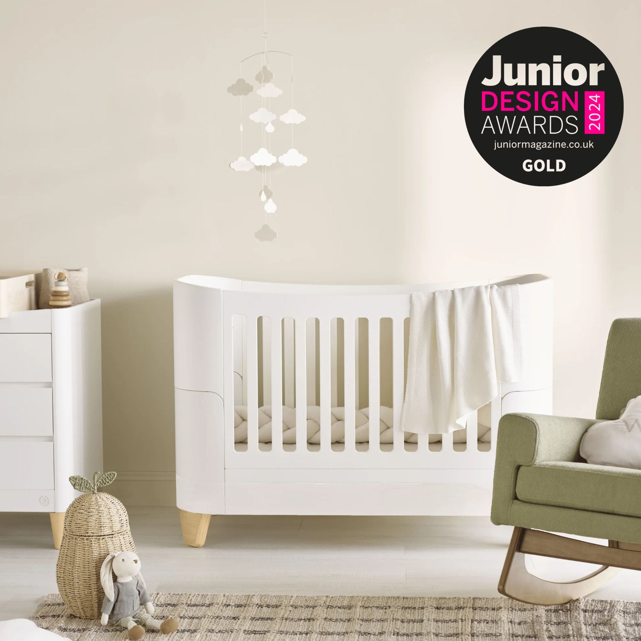 Serena Cot Bed + Bedside Crib