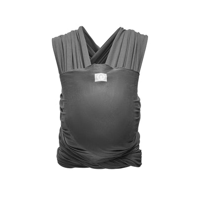 Graphite baby wrap carrier shown from the front on a white background