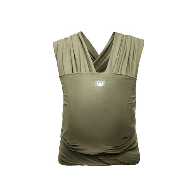 Forest green stretchy baby wrap carrier front view on a white background.