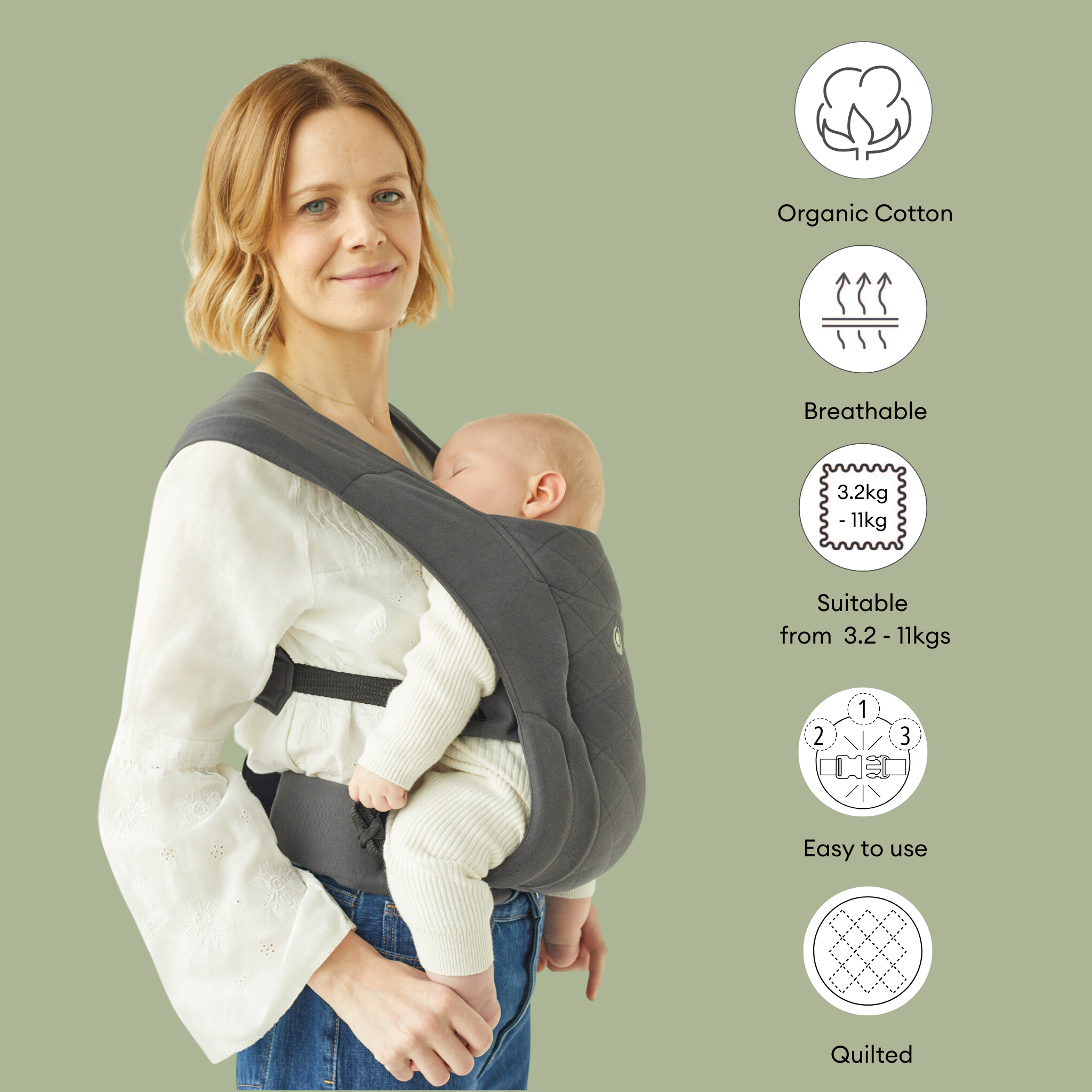 Portabebés Soft Newborn+ de algodón orgánico