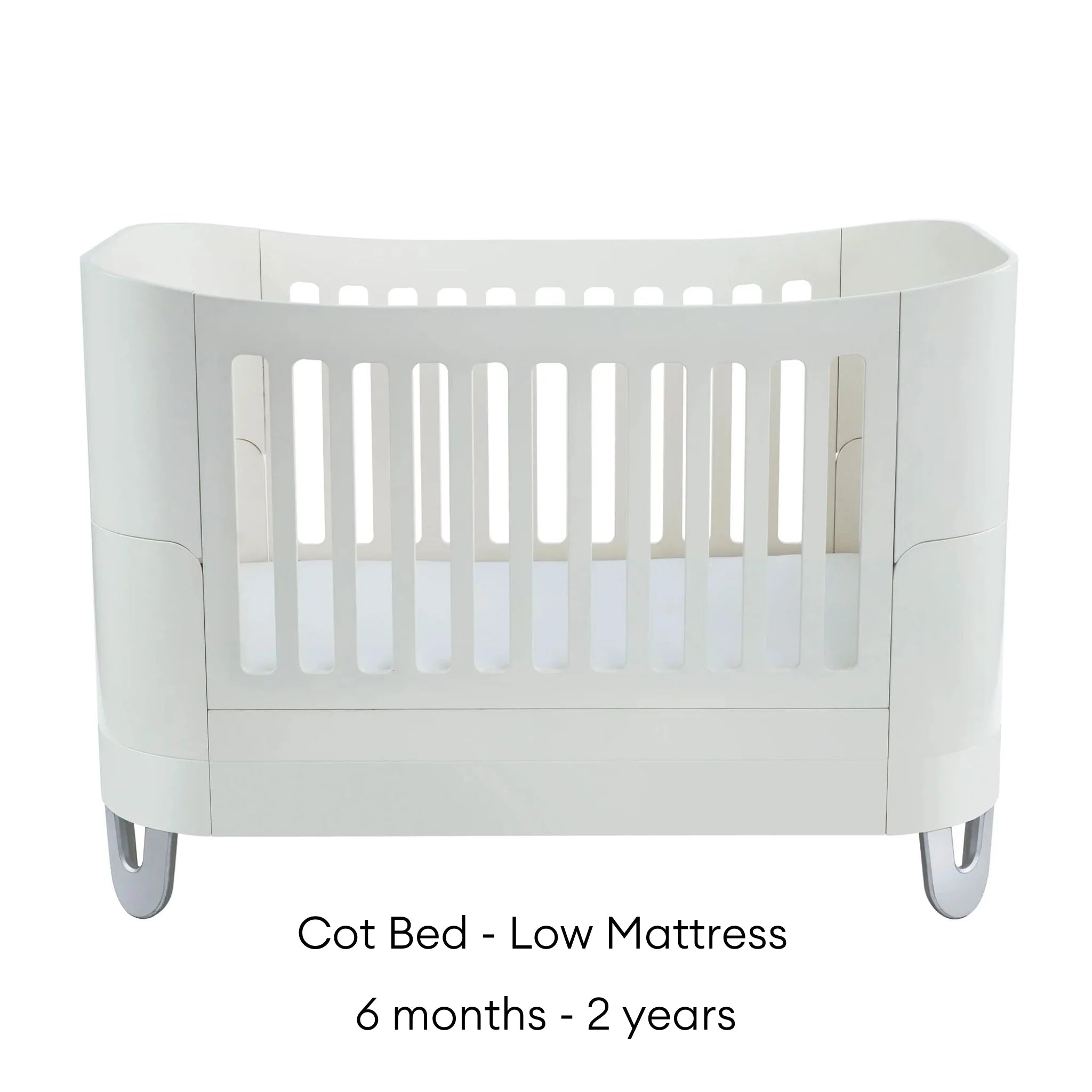 Gaia Baby Serena cot bed in low mattress configuration for 6 months to 2 years