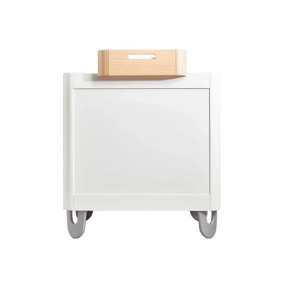 Back view of Gaia Baby Serena white dresser with wooden changing tray on top