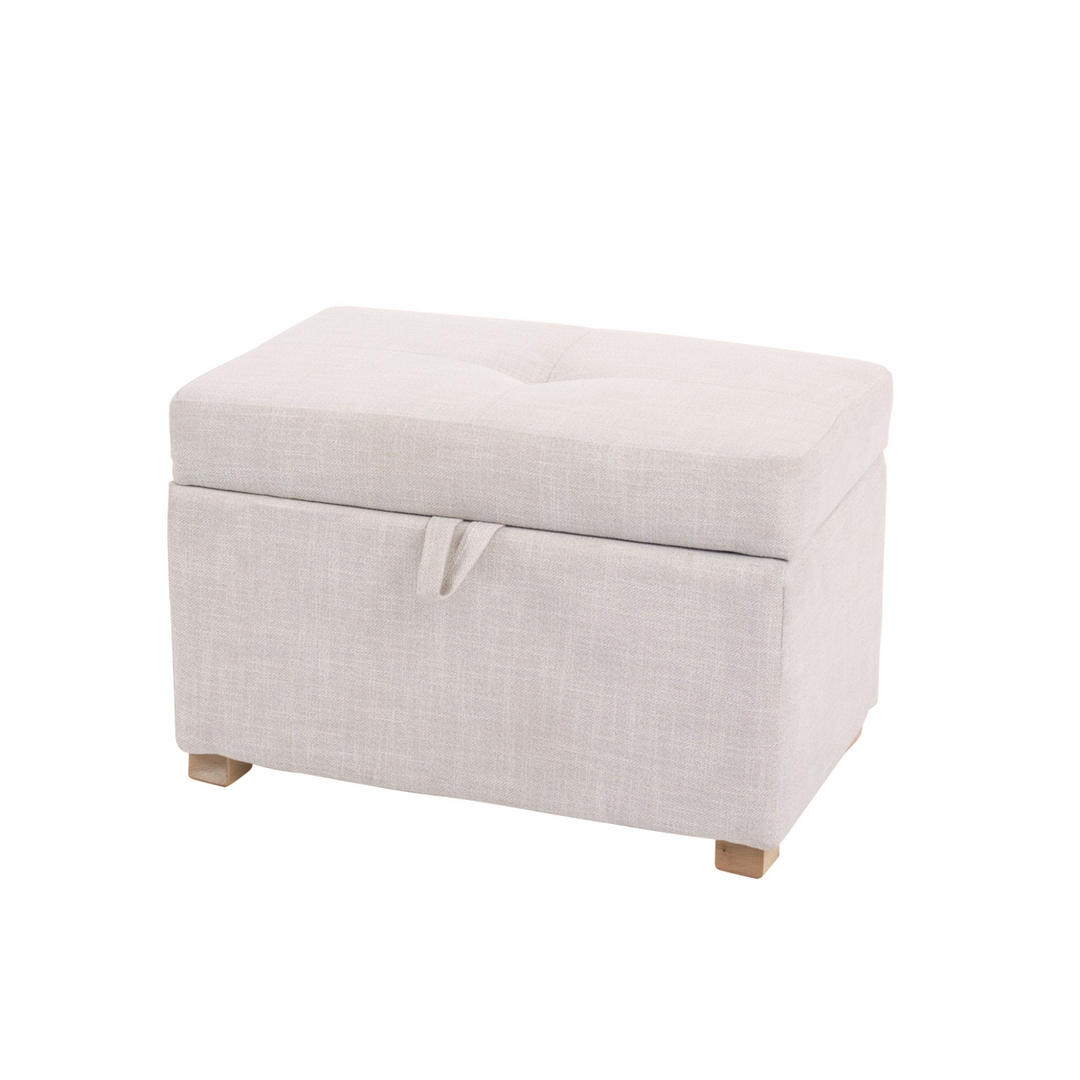 Product image of a grey footstool with hidden storage