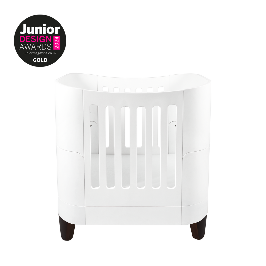 Serena Mini Cot Newborn 2 Years Small White Cot with Wheels Gaia Baby