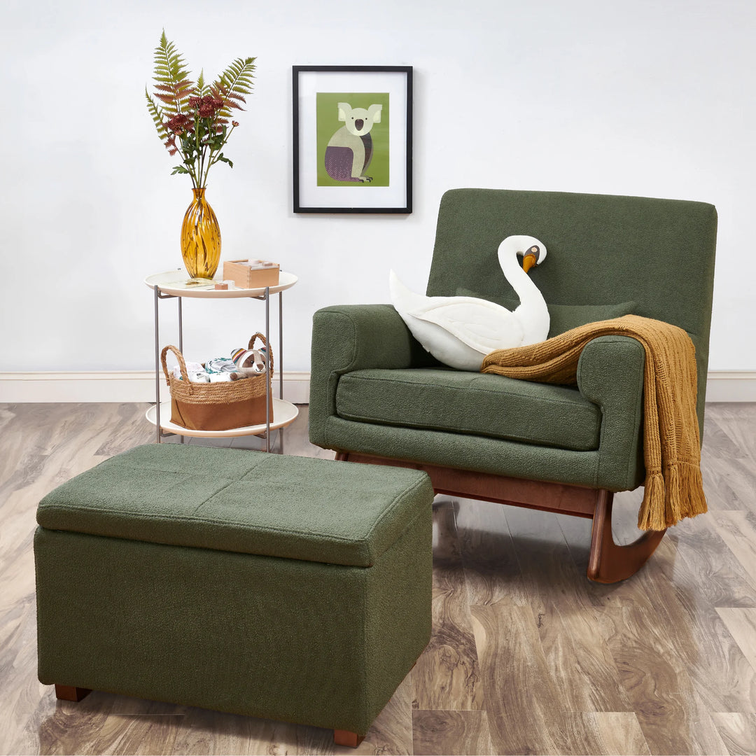 Serena Bouclé Rocking & Nursing Chair and Footstool Set