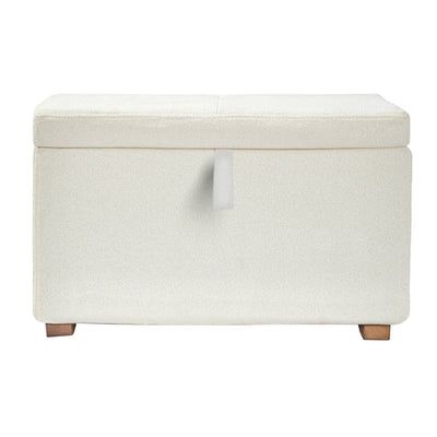Front view of Gaia Baby Serena chalk bouclé storage footstool