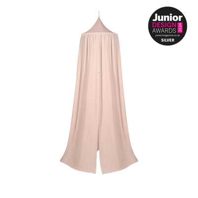 Blush muslin baby canopy for cot, crib or nursery décor by Gaia Baby Maia, breathable cotton canopy for kids room, award-winning nursery accessory