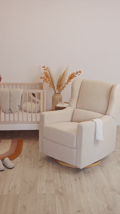 Lyra Electric Recliner Nursing Chair Biscuit Boucle