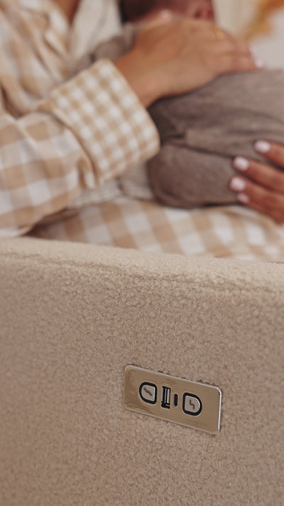 Lyra Electric Recliner Nursing Chair Biscuit Boucle