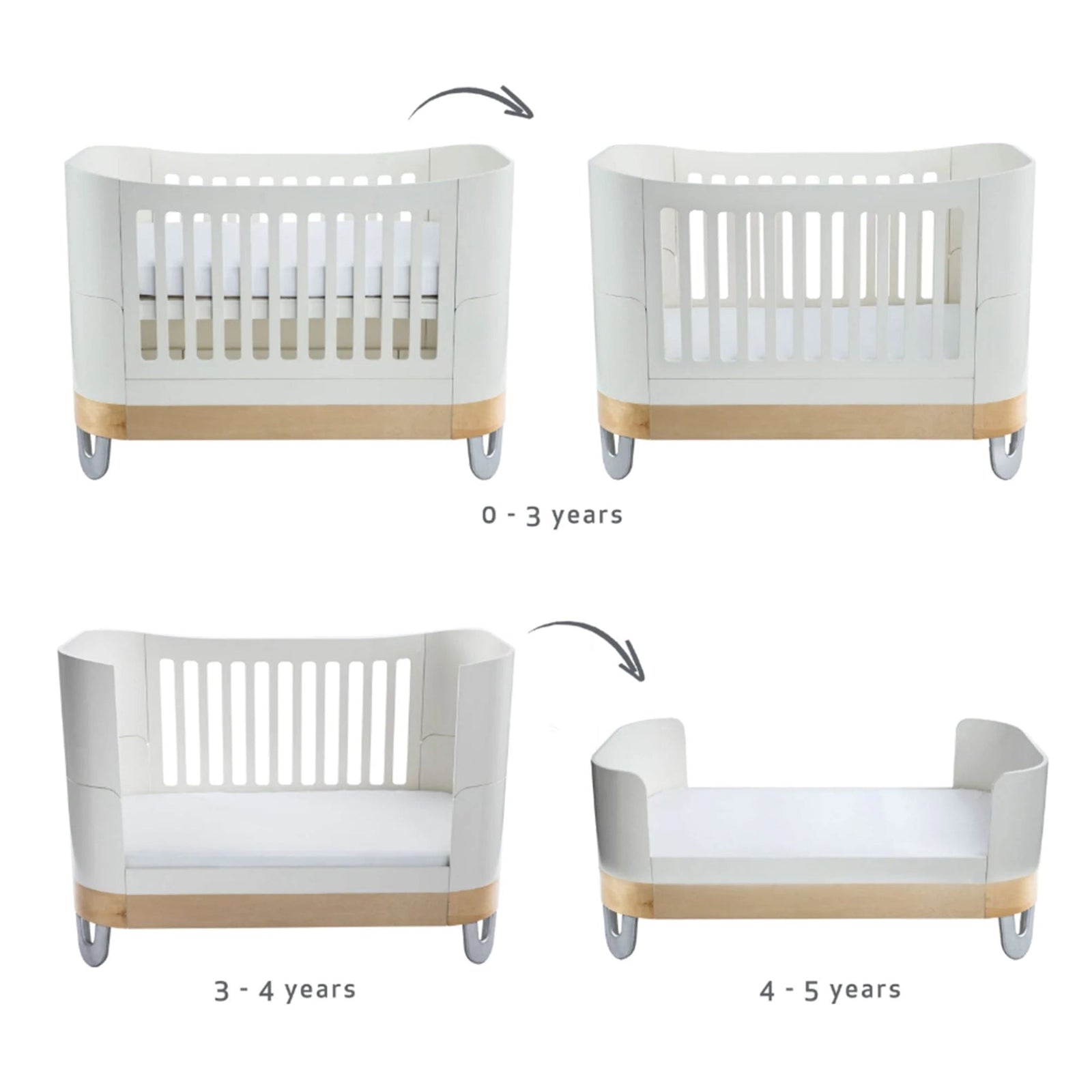 Gaia Baby Serena Cot Bed White Natural. Solid wood cot bed